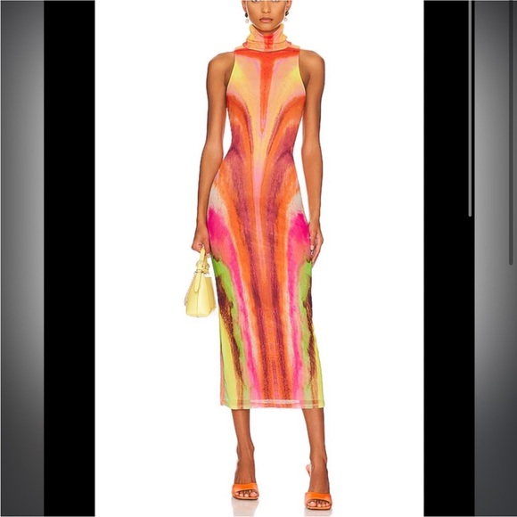 AFRM Dresses & Skirts - AFRM Lined Mesh Serenity Dress Sz M - Neon